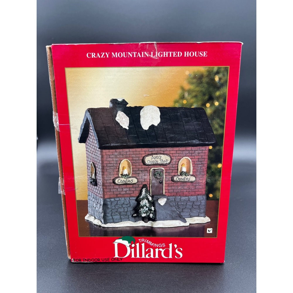 Dillards Trimmings Crazy Mountain Lighted House Amys Candle Shop XV9001 Village
